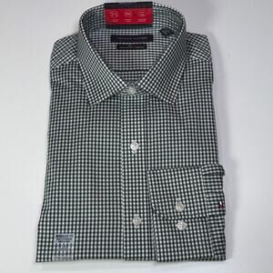 Tommy Hilfiger Men's Flex Regular Fit Twill Dress Shirt, Hunter Green 16 32/33
